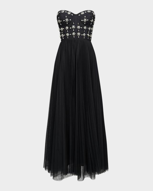 Alesia Strapless Embellished Corset Midi Dress